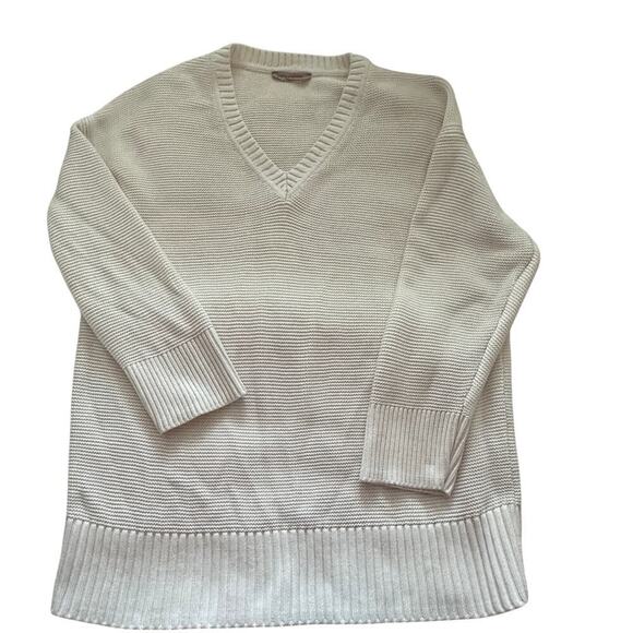 Everlane Women's white 100% Cotton chunky  Knit Ribbed Sweater Size Large - Picture 3 of 8